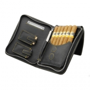 Сигарная сумка Adorini из натуральной кожи (желтая строчка)